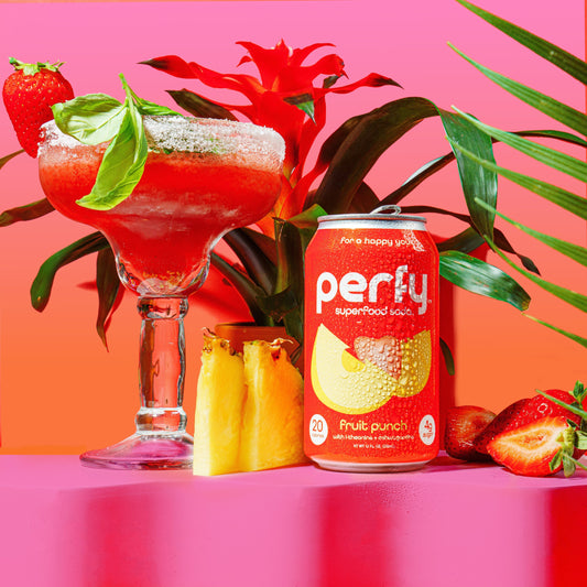 Strawberry Basil Margarita made with Perfy Fruit Punch