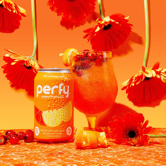 Cranberry Orange Spritzer made with Perfy Blood Orange Yuzu