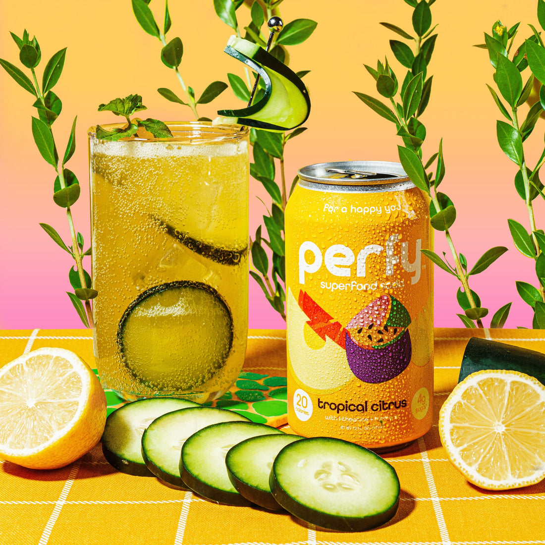 Tropical Cucumber Mint Cocktail made with Perfy Tropical Citrus