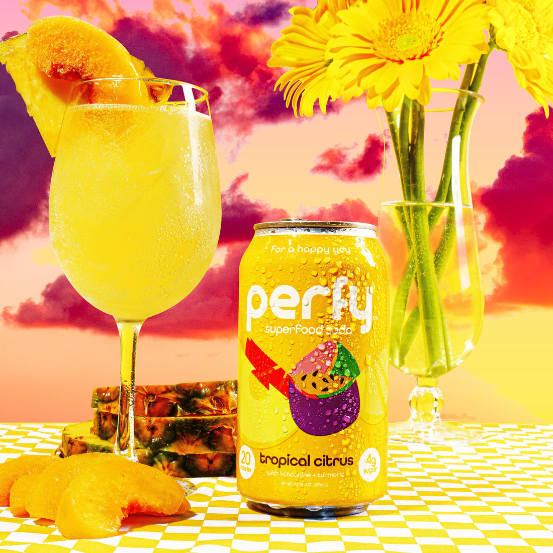 Tropical Peach Bellini made with Perfy Tropical Citrus