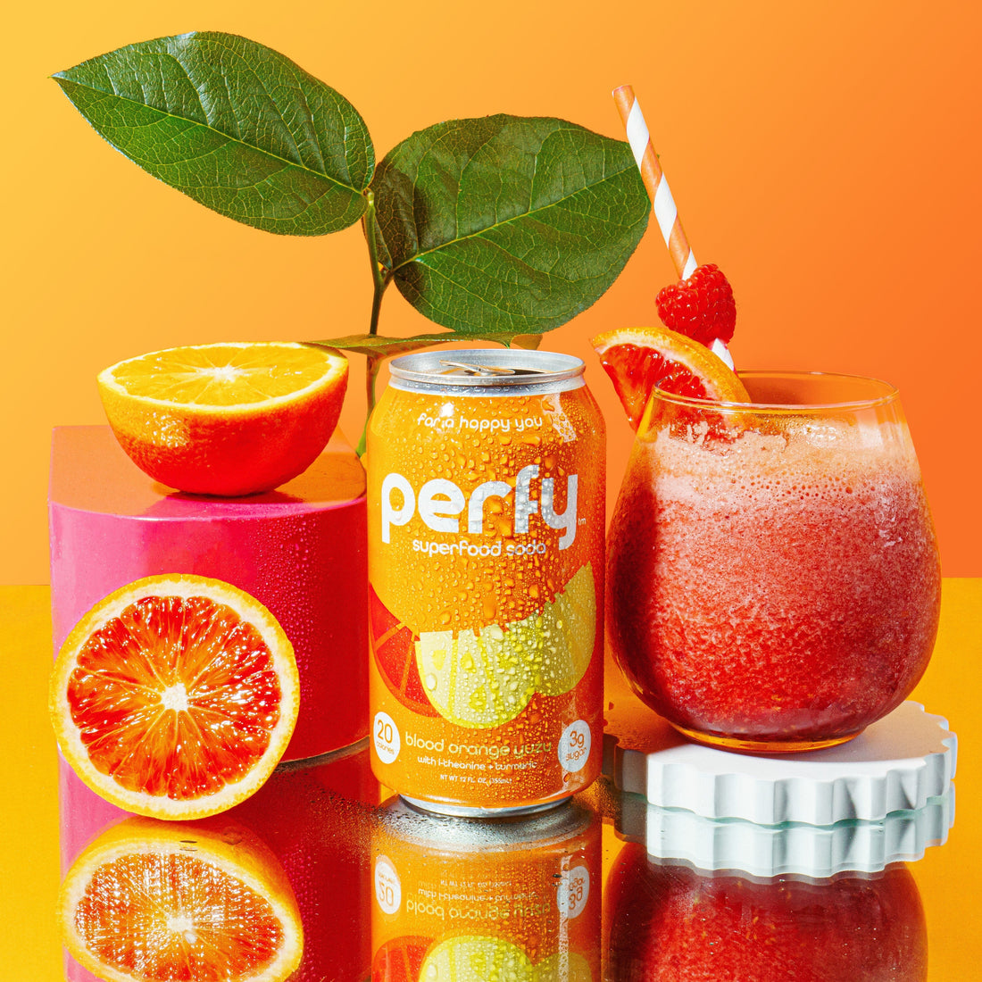 Orange Raspberry Slushie made with Perfy Blood Orange Yuzu